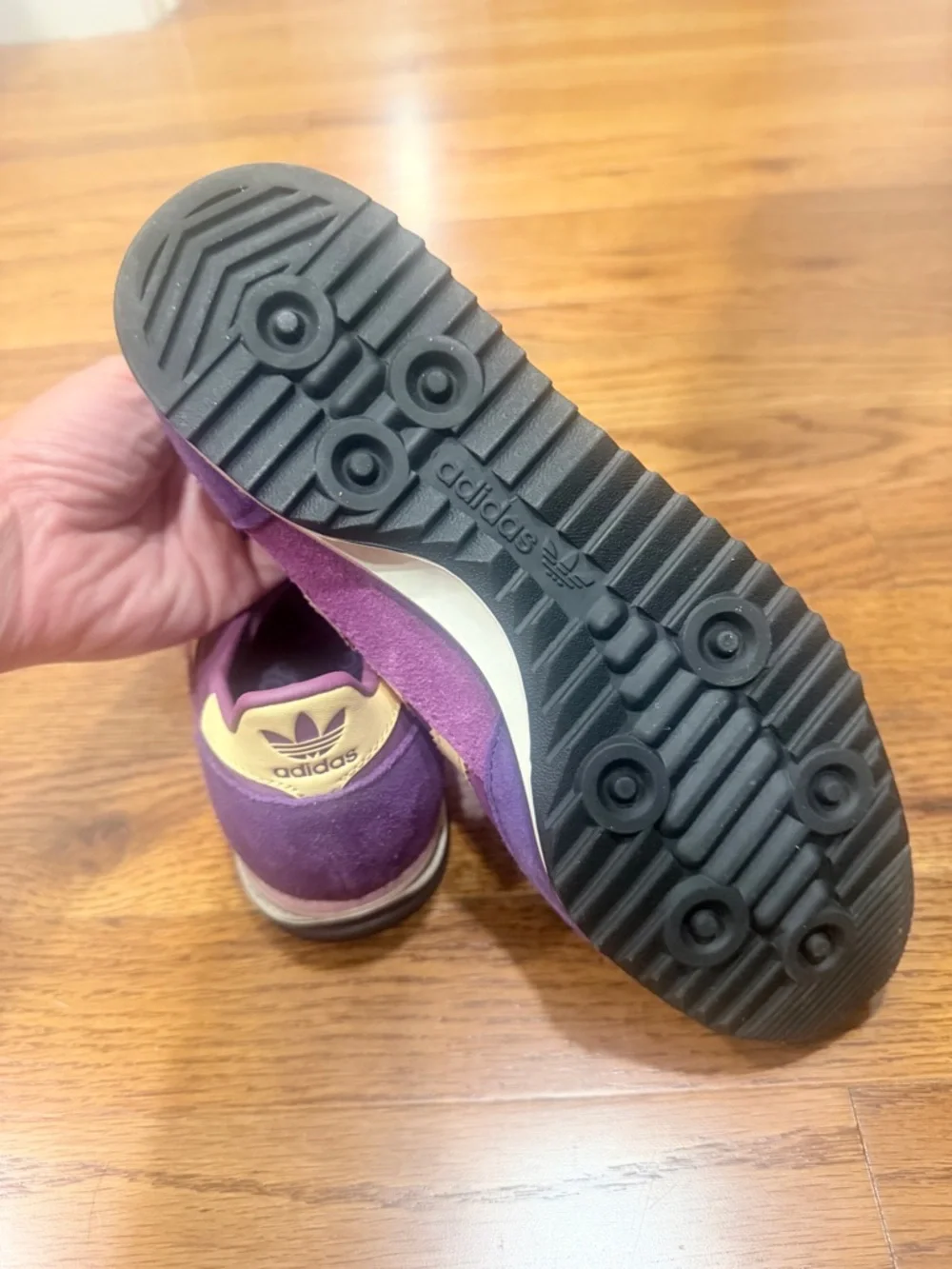 adidas Purple and Cream Women's Retro Trainer Sneakers Womens 7.5/Kids 6